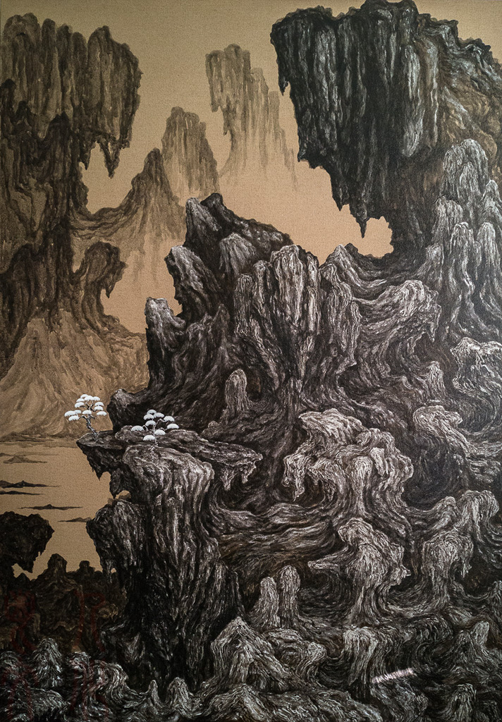 《寒山初雪图》系列之二亚麻布丙烯 高195厘米宽130厘米