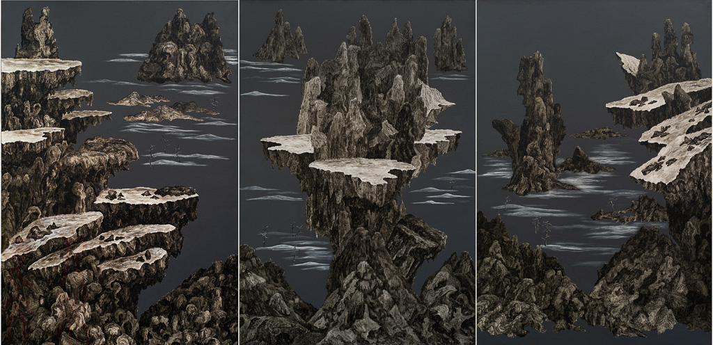 江山初雪图1、2、3(高195厘米、宽390厘米）